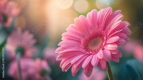 Vibrant pink daisy flower, with detailed petals and a soft, blurred background