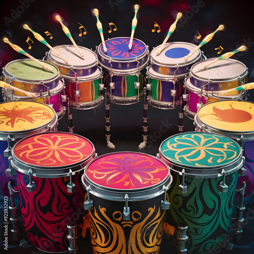 A group of drums sitting in a circle