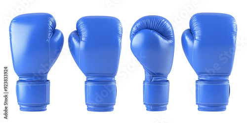 Blue Boxing Gloves Set isolated on transparent background photo