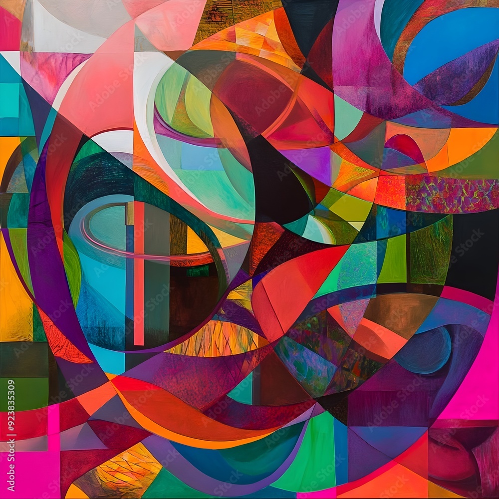 Fototapeta premium Vibrant Biomorphic Geometry Experimental Abstract Composition in Saturated Palette