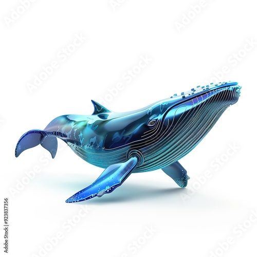Wallpaper Mural blue whale Futuristic animal fashion cartoon isolated whitebackground 16:9 Torontodigital.ca