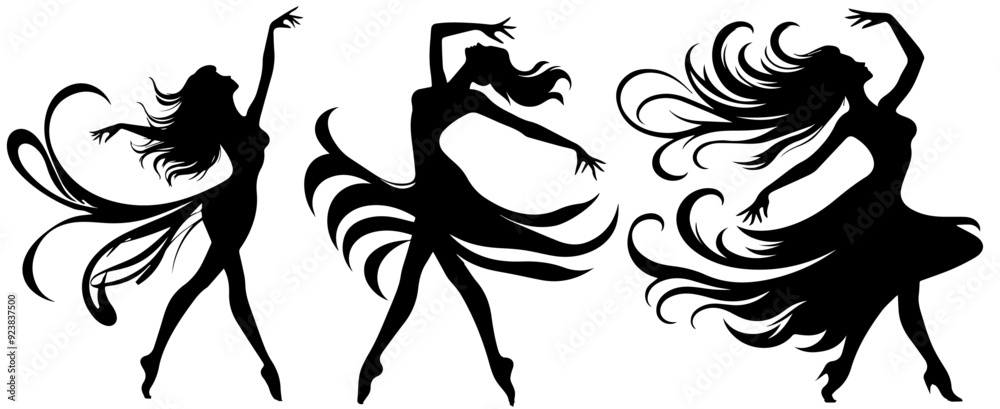 Female Dancer or Woman Dancing silhouettes Vector art Female Dancer or Woman Dancing silhouettes Vector art