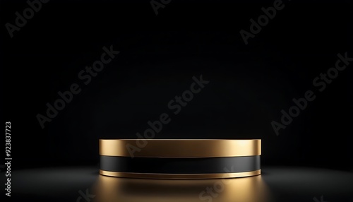 3d black friday sale cylinder podiums black and gold on black background for show cosmetic poducts display case.9