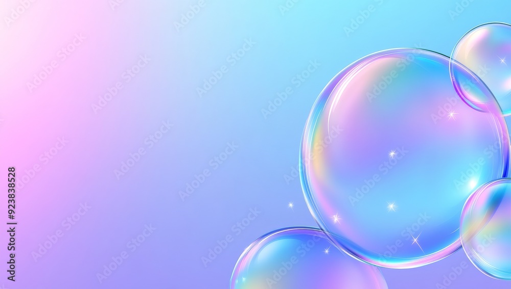 Soft bubbles of soap foam on a delicate background with bubbles and sparkles Soft bubbles of soap foam on a delicate background with bubbles and sparkles