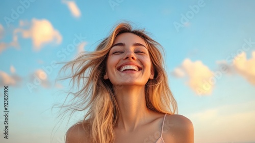 The smiling blonde woman