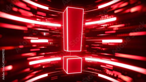 Computerized warning Interjection Imprint on Red Digital Foundation. 3D Delivering
