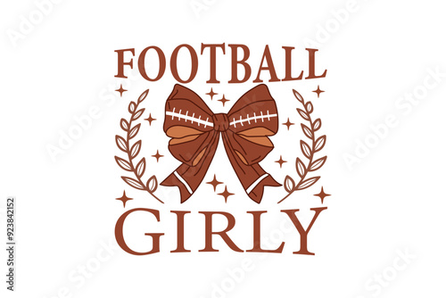 Bow Fall Coquette Football Girly EPS T-shirt Design