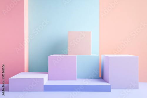 A simple background with pastel color blocks mockup