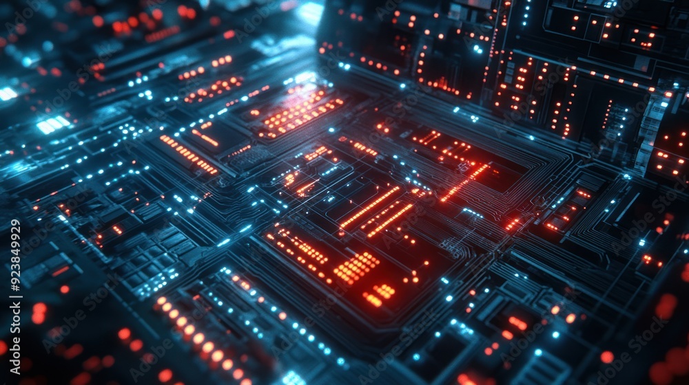 Abstract Circuit Board with Neon Lights Abstract Circuit Board with Neon Lights