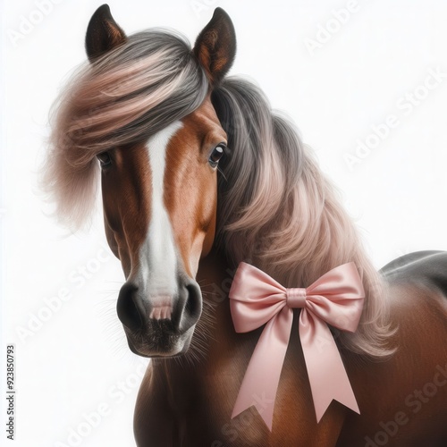 Beautiful horse portrait on white background. Generative Image