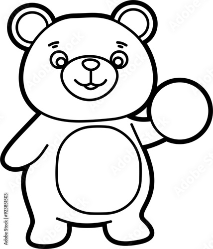 Cute bear coloring vector outline illustration
