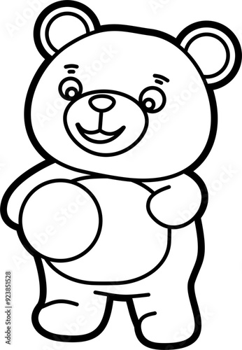 Cute bear coloring vector outline illustration