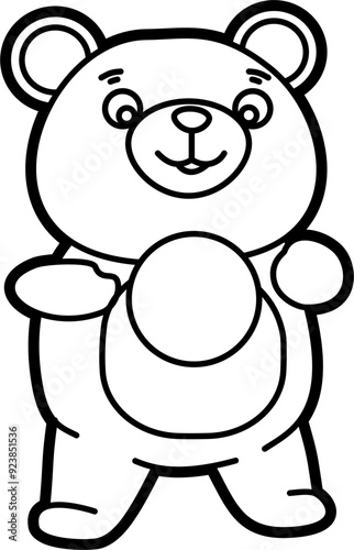 Cute bear coloring vector outline illustration