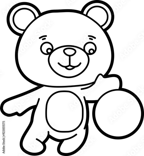 Cute bear coloring vector outline illustration