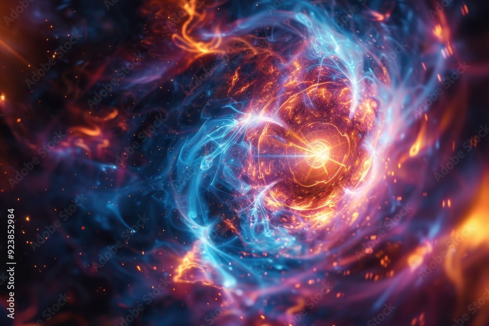 Abstract Swirling Nebula with Orange and Blue Flames Abstract Swirling Nebula with Orange and Blue Flames