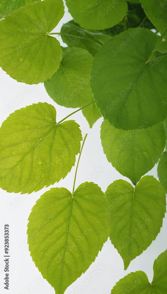 Green Floating Leaves Flying Leaves Green Leaf Dancing, Air Purifier Atmosphere Simple Main Picture. Ai generated image.