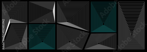 Abstract wireframes, cyberpunk elements, and perspective white grids or spheres. A surreal geometric retro-futuristic set featuring psychedelic Y2K shapes. Rave vector elements and symbols in a trendy