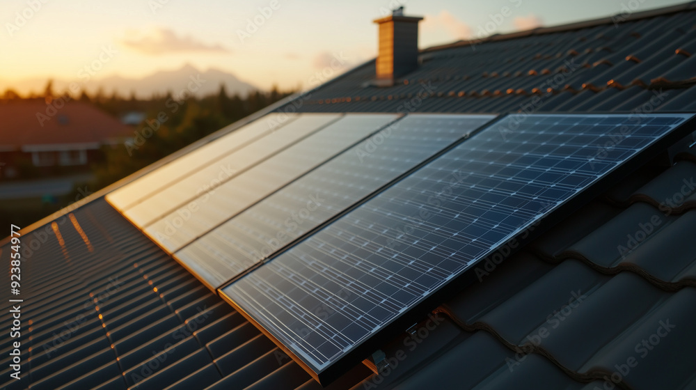 Obraz premium Solar Panels on Rooftop 1