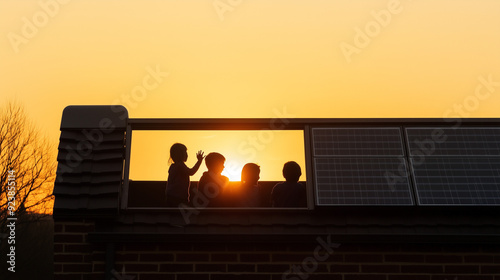 Children on Rooftop at Sunset 1