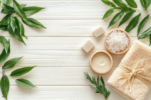 Wallpaper Mural Organic Pedicure. Spa Beauty and Foot Care Concept with Wellness Products on White Wooden Background Torontodigital.ca