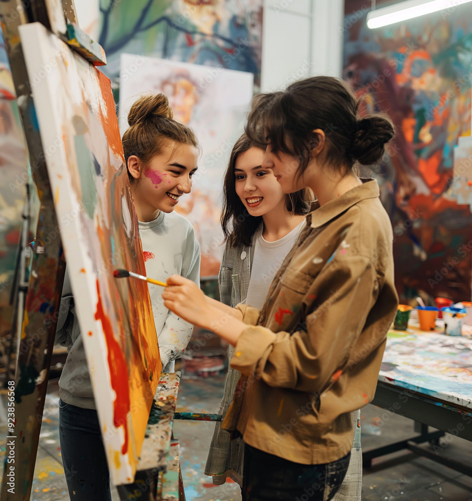 Fototapeta premium art class. art school, creativity and people concept