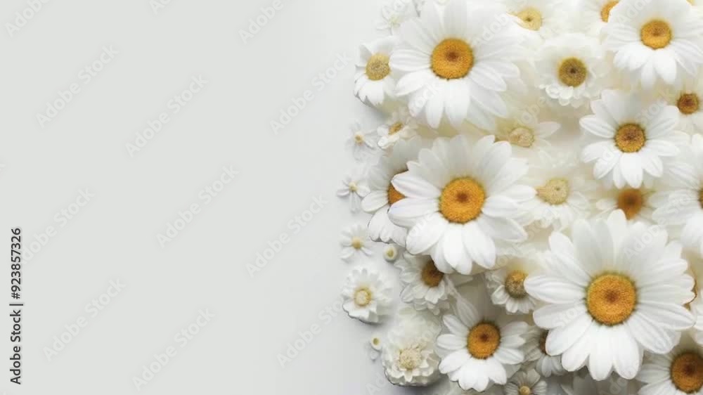 Margaridas em fundo branco, com espaço para texto, gerado com ia.