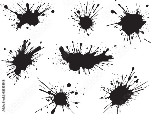 Paint Ink Splashes Splatter Stains Drops Vector