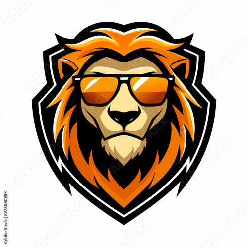 lion s head with sunglasses logo vector sharp vector art illustration