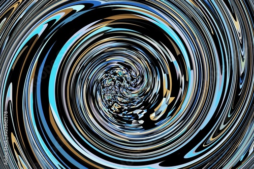 A spiral of blue and brown colors. The spiral is very large and has a lot of detail