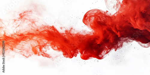 Red smoke, white background,