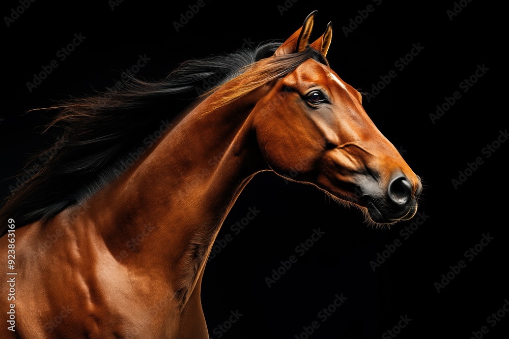 give me 45 key words for Photo of a horse isolated against a black background, emphasising the horse's majestic features. Wildlife and conservation concept, space for copy. give me 45 key words for Photo of a horse isolated against a black background, emphasising the horse's majestic features. Wildlife and conservation concept, space for copy.