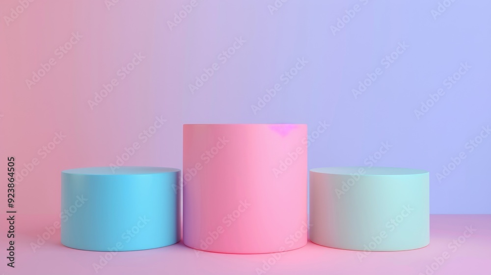 Minimalist podium with a soft, pastel background, suitable for adding text and product features Minimalist podium with a soft, pastel background, suitable for adding text and product features