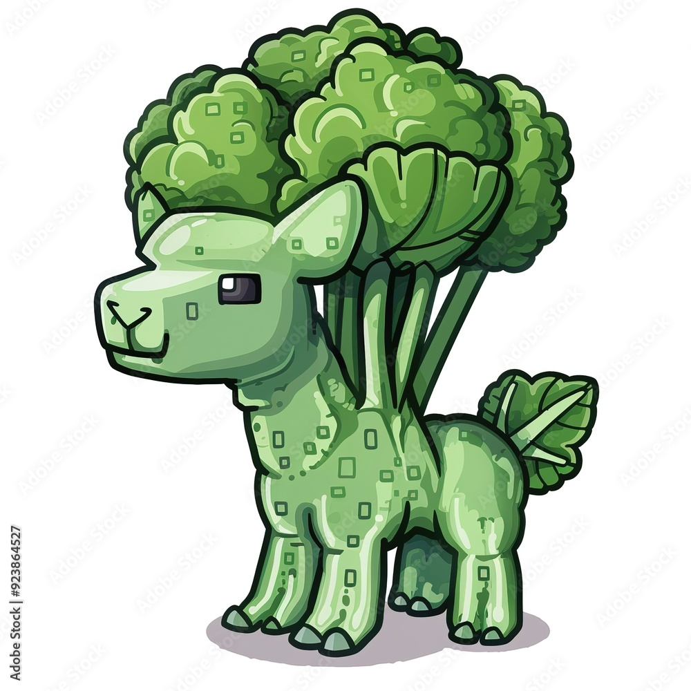 Fototapeta premium Bok choy 8-bit fantasy animal cartoon isolated whitebackground