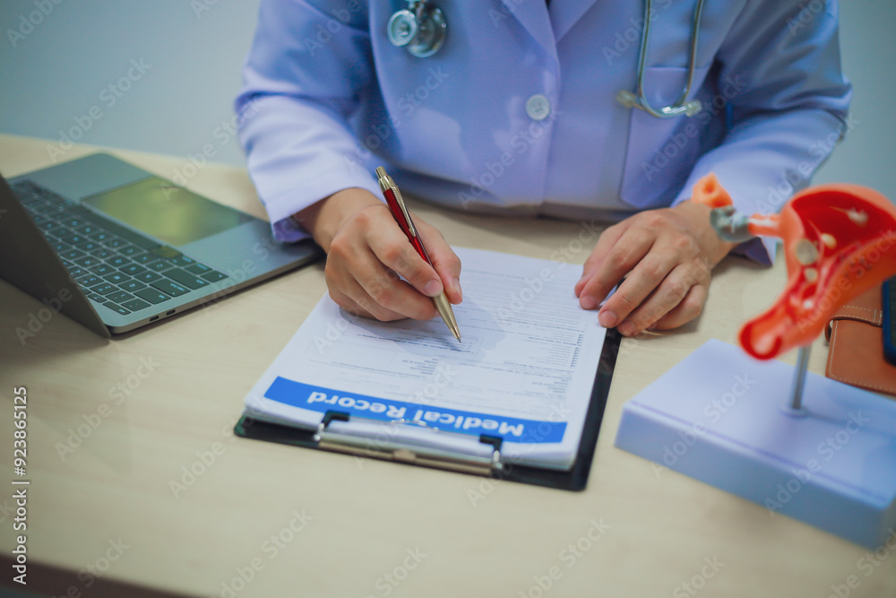 Fototapeta premium Urologists measure the size of the female genitalia using the Female Genital Health Examination.