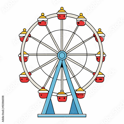 A drawing of a ferris wheel art vector illustration