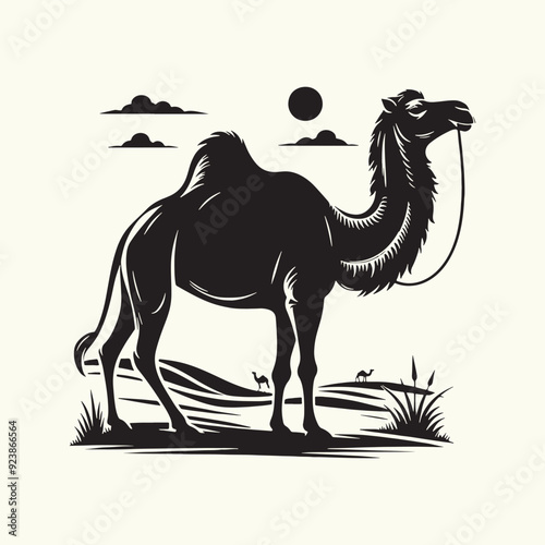 Arabian Camel silhouette Illustration Vector