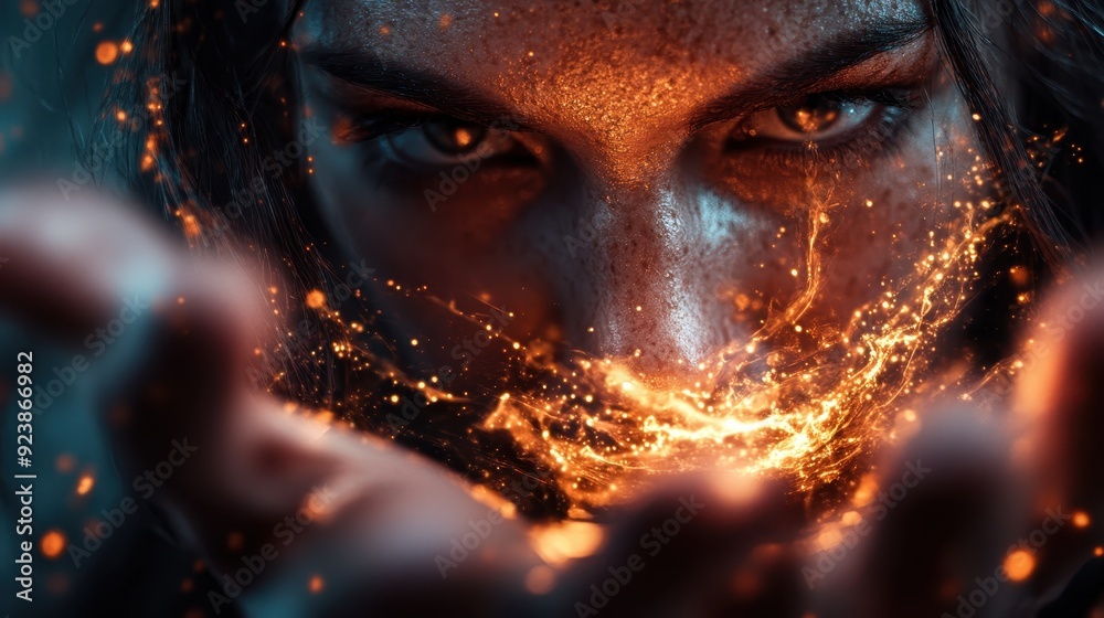 This image shows glowing hands against a dark background, holding a vibrant magical energy, symbolizing the power and mystery of human connection to the magical realms. This image shows glowing hands against a dark background, holding a vibrant magical energy, symbolizing the power and mystery of human connection to the magical realms.