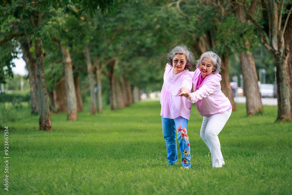 senior woman teach Traditional Chinese Exercise Routine in Park senior woman teach Traditional Chinese Exercise Routine in Park