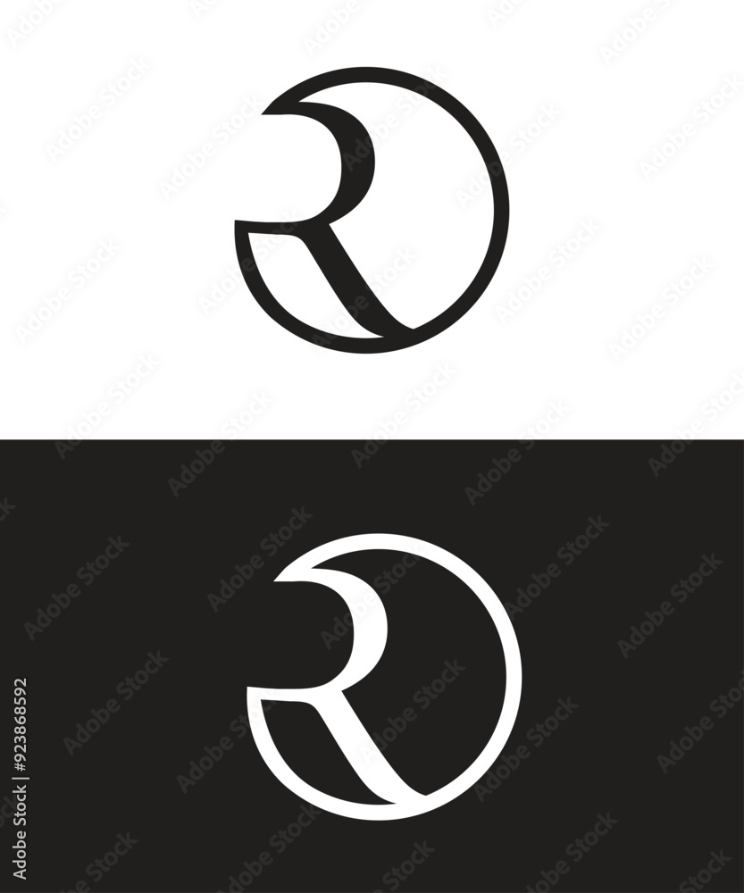 R Letter Logo Design With in the Circle, R Letter Illustration R Letter Logo Design With in the Circle, R Letter Illustration