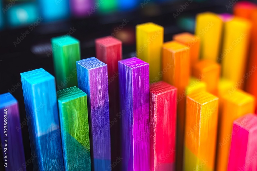 A bunch of colorful wooden blocks stacked on top of each other A bunch of colorful wooden blocks stacked on top of each other