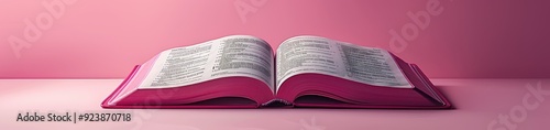 Open Pink Bible on a Pink Surface