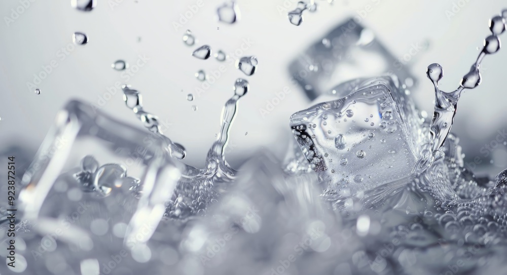 Ice Cubes Splashing in Water Creating Ripples Ice Cubes Splashing in Water Creating Ripples