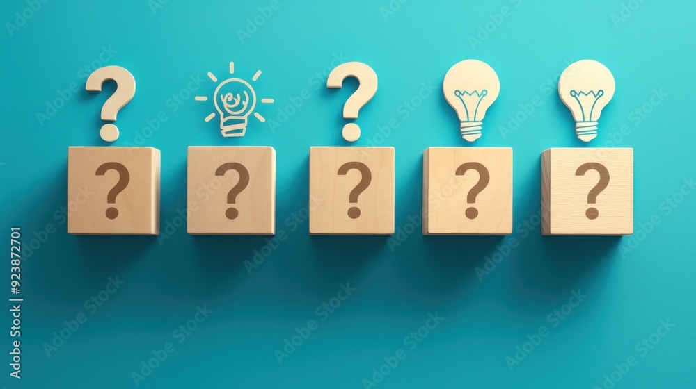 A set of wooden blocks with a brain symbol and a question mark, representing the concept of thinking about a mental health idea using these symbols A set of wooden blocks with a brain symbol and a question mark, representing the concept of thinking about a mental health idea using these symbols