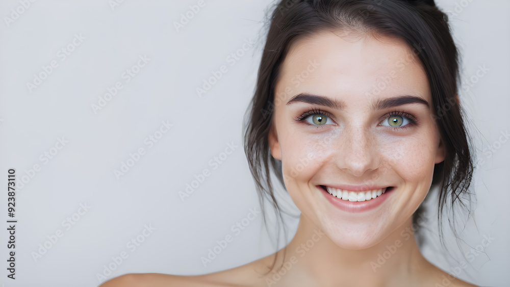 Portrait of a beautiful young woman with green eyes and healthy skin. Portrait of a beautiful young woman with green eyes and healthy skin.
