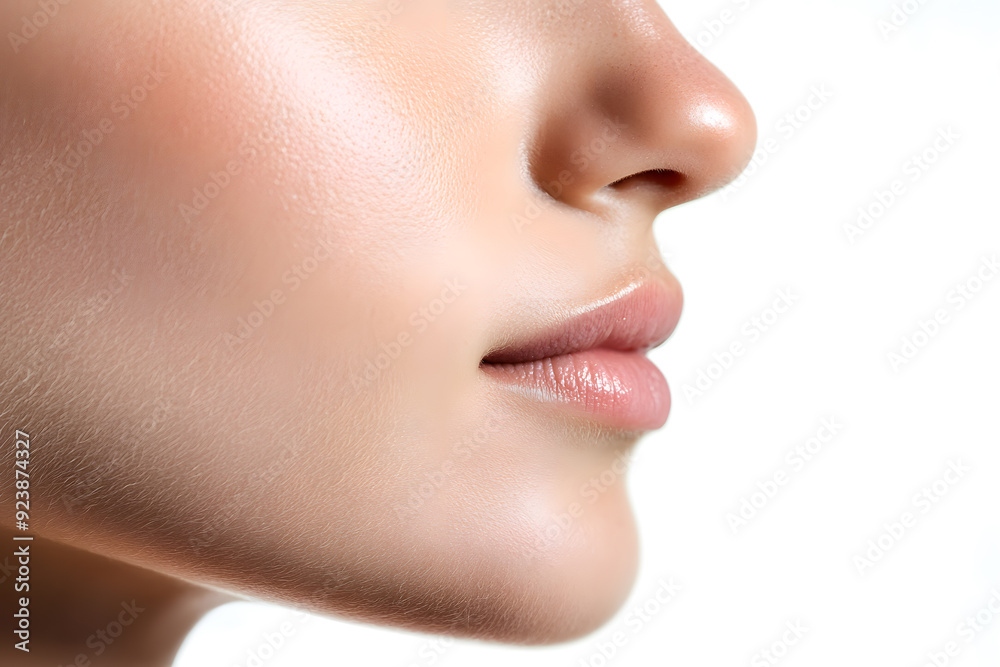Woman's nose close up side view isolated on white background Woman's nose close up side view isolated on white background