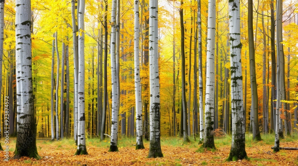 Fototapeta premium A forest with many trees in it