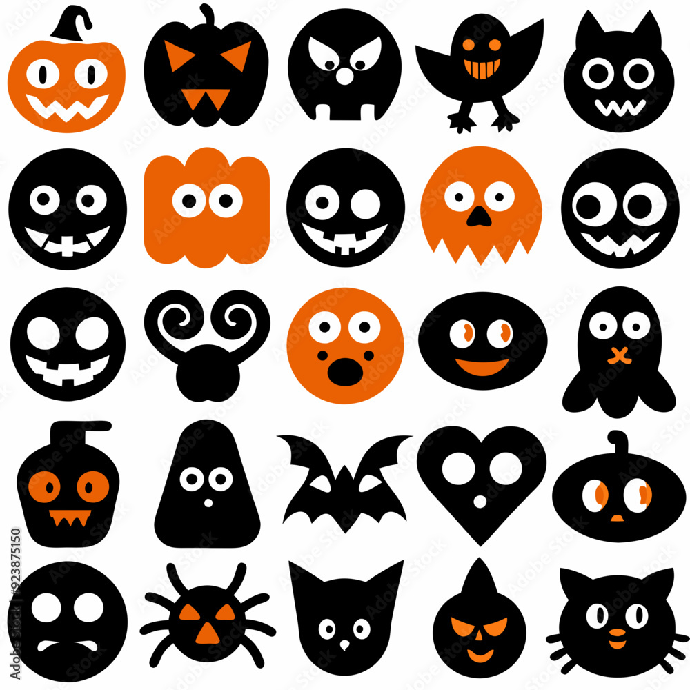 Halloween icon set art vector illustration Halloween icon set art vector illustration