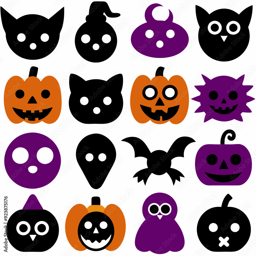 Obraz premium Halloween icon set art vector illustration