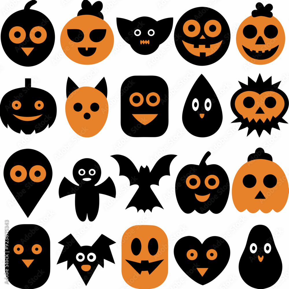 Halloween icon set art vector illustration Halloween icon set art vector illustration