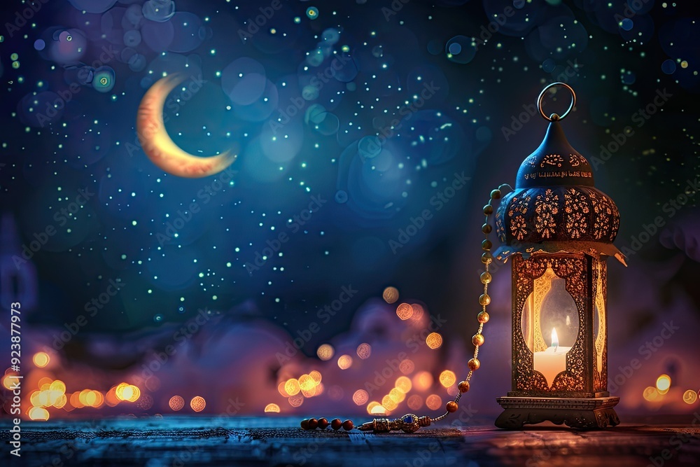 Ramadan Lantern and Crescent Moon Ramadan Lantern and Crescent Moon